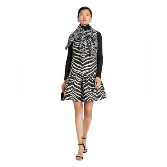 KATE SPADE ♠️ Bold Zebra Taffeta Shift Dress In Stone Path NWT Size 0